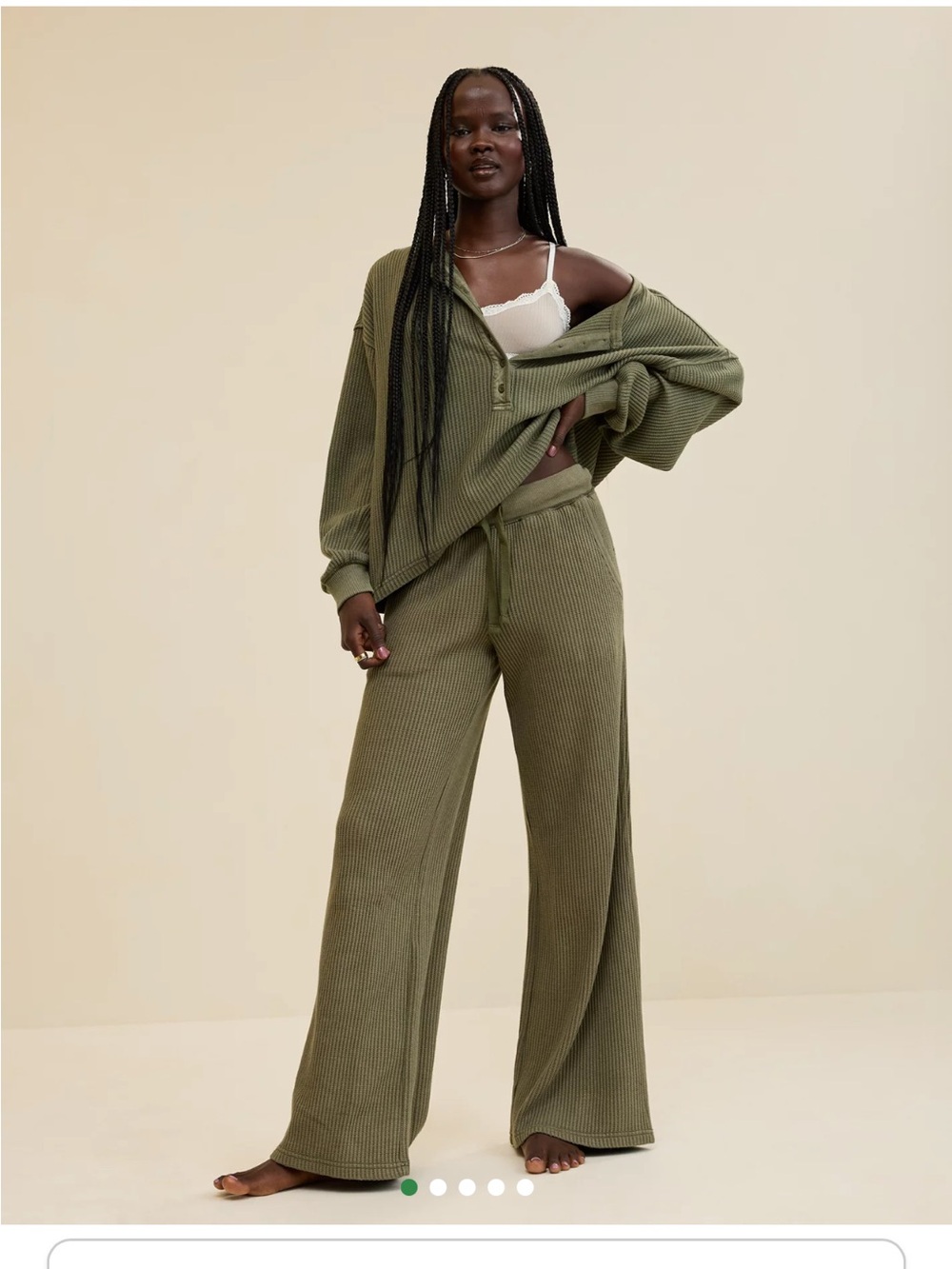 AERIE Waffle Trouser - Green